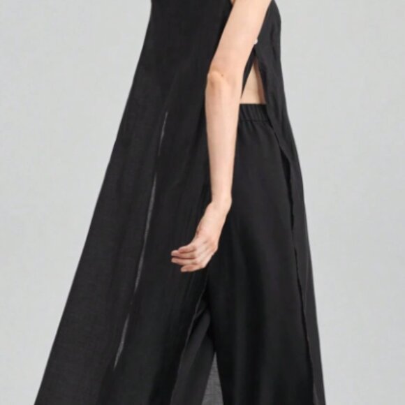 Black See Through Top Cover Up Shirt Size: Medium - Picture 2 of 8